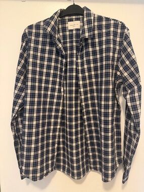 Adore Men's Navy Sandro and White Plaid Button-Down Shirt